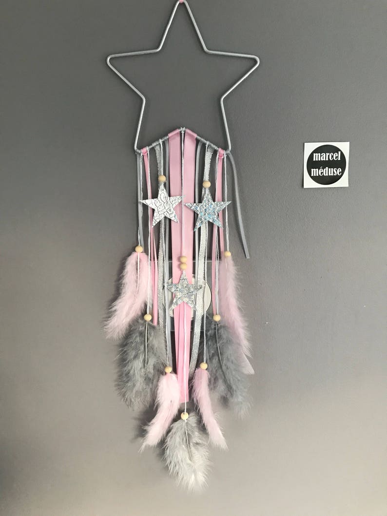Starshaped dream catcher in shades of powder pink and grey Etsy