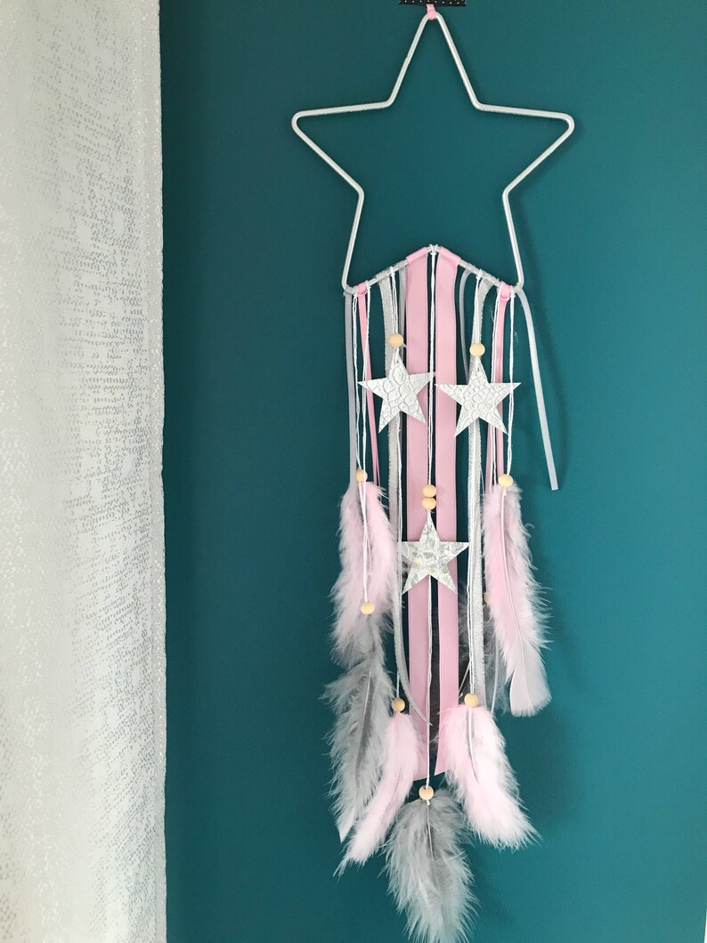 Starshaped dream catcher in shades of powder pink and grey Etsy