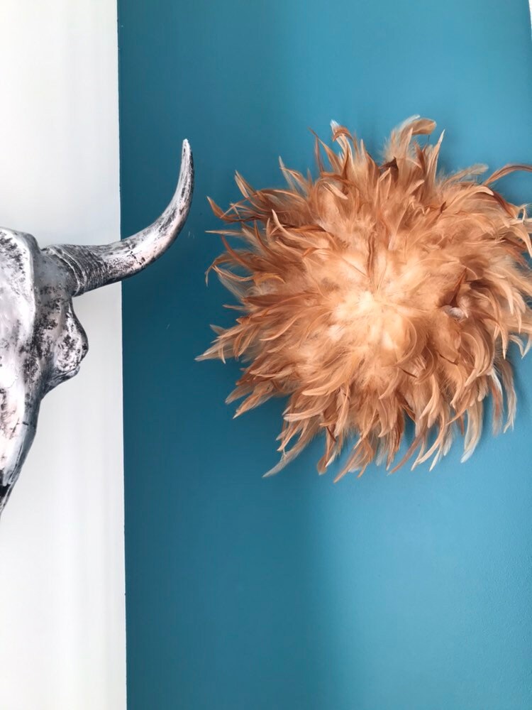 Jujuhat/Juju Hat Handmade en Plumes Naturelles 35 cm de Diamètre - Coloris Fauve