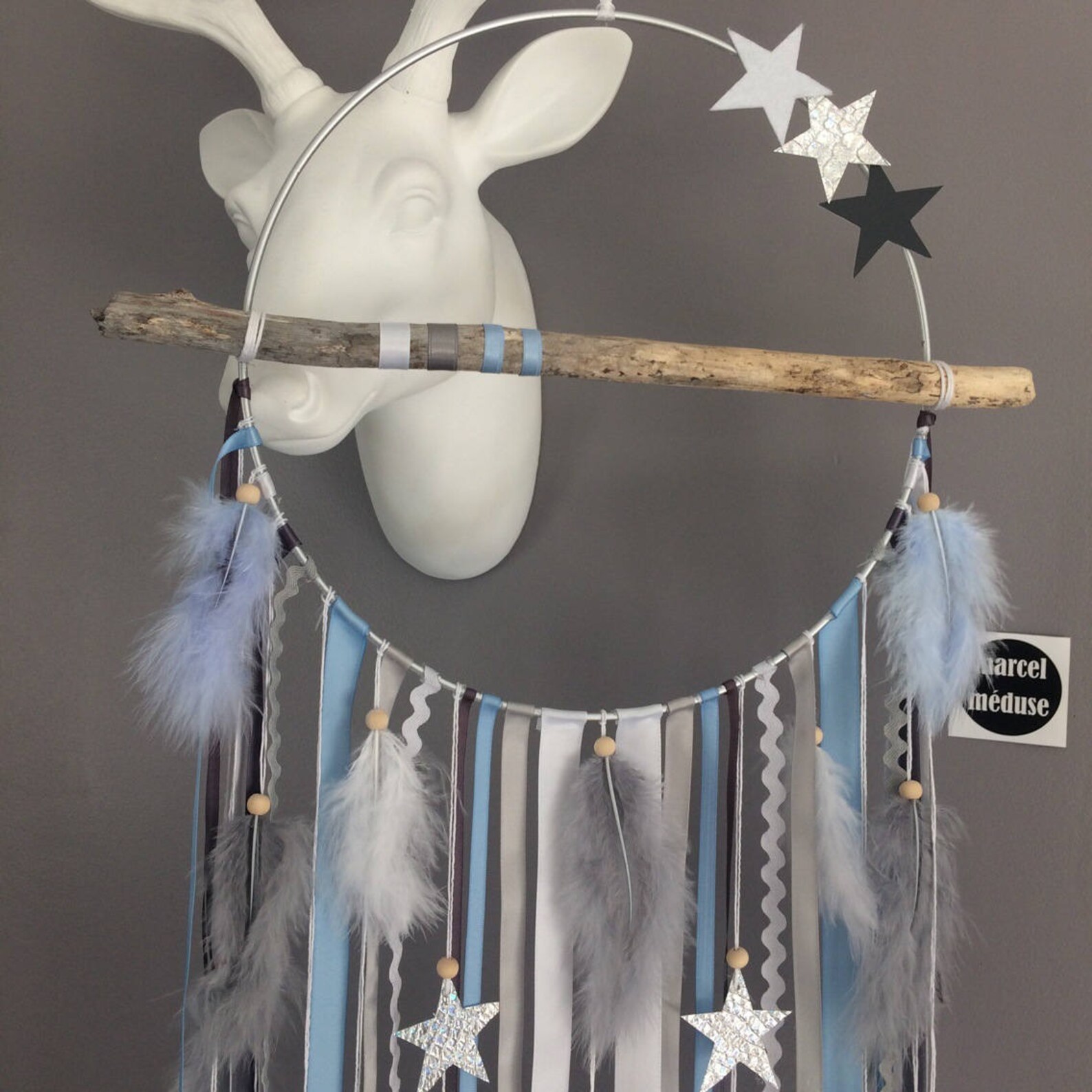 Attrape-rêves Fait Main Avec Plumes Et Perles - 70 Cm - Décoration Murale Bohème Pour Chambre, Salon, Mariage
