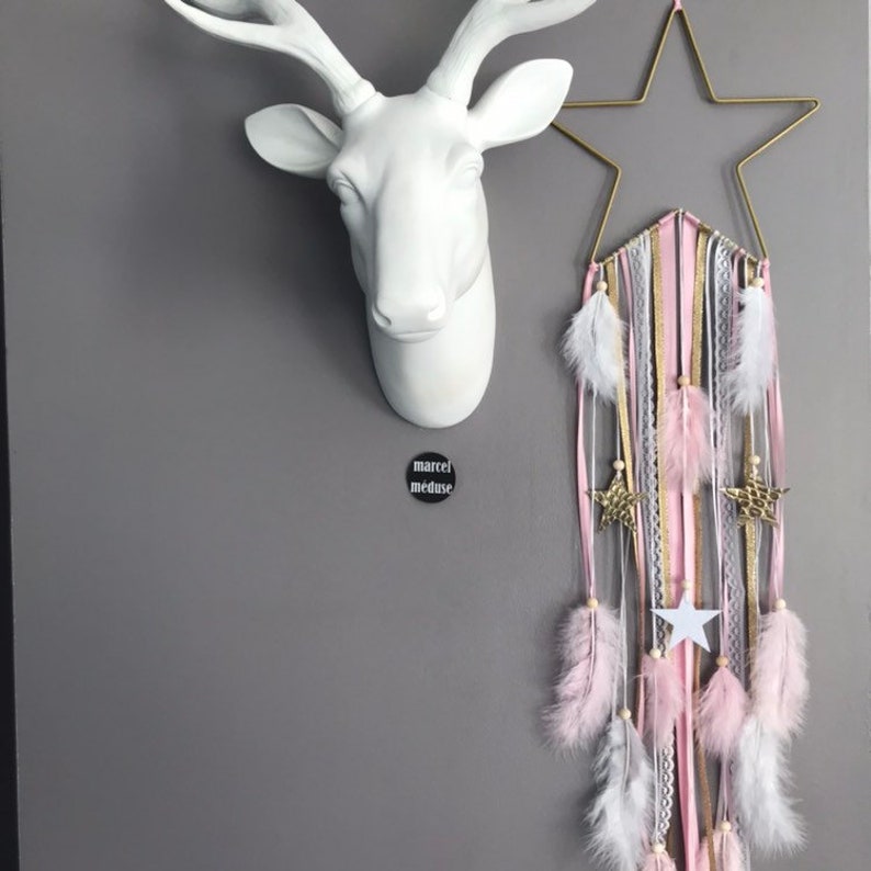 Starshaped Dream Catcher in Powdered Gold and White Pink Etsy