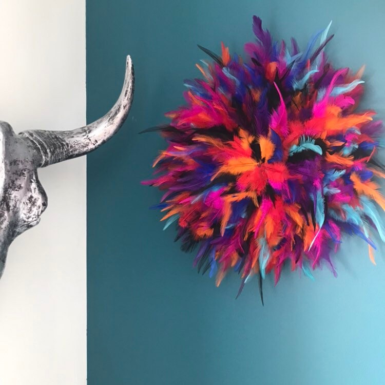 Jujuhat/Juju Hat Handmade en Plumes 30 cm de Diamètre - Coloris Multicolore