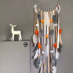 Catches dreamcatcher dreams weaving sun, orange, gray and white with stars and clouds image 5