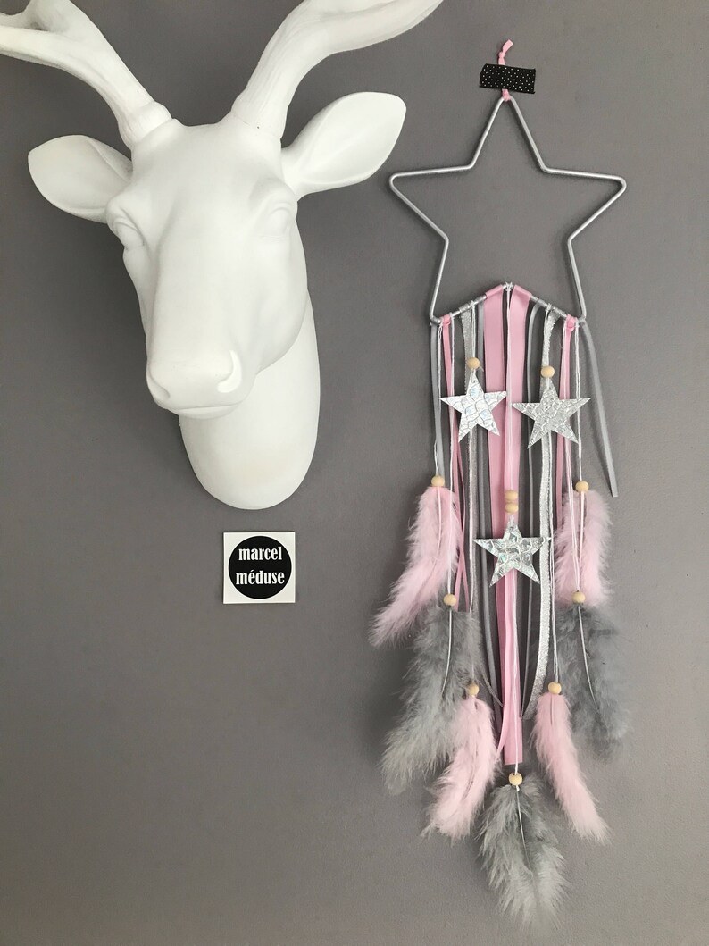 Starshaped dream catcher in shades of powder pink and grey Etsy