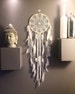 Catch Dreamcatcher's dreams giant in crochet lace, white colors and sequin feathers - diameter 30 cm and length 110 cm 
