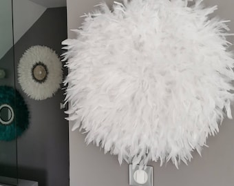 GIANT jujuhat / juju hat handmade in natural feathers 60 cm in diameter - pure white color