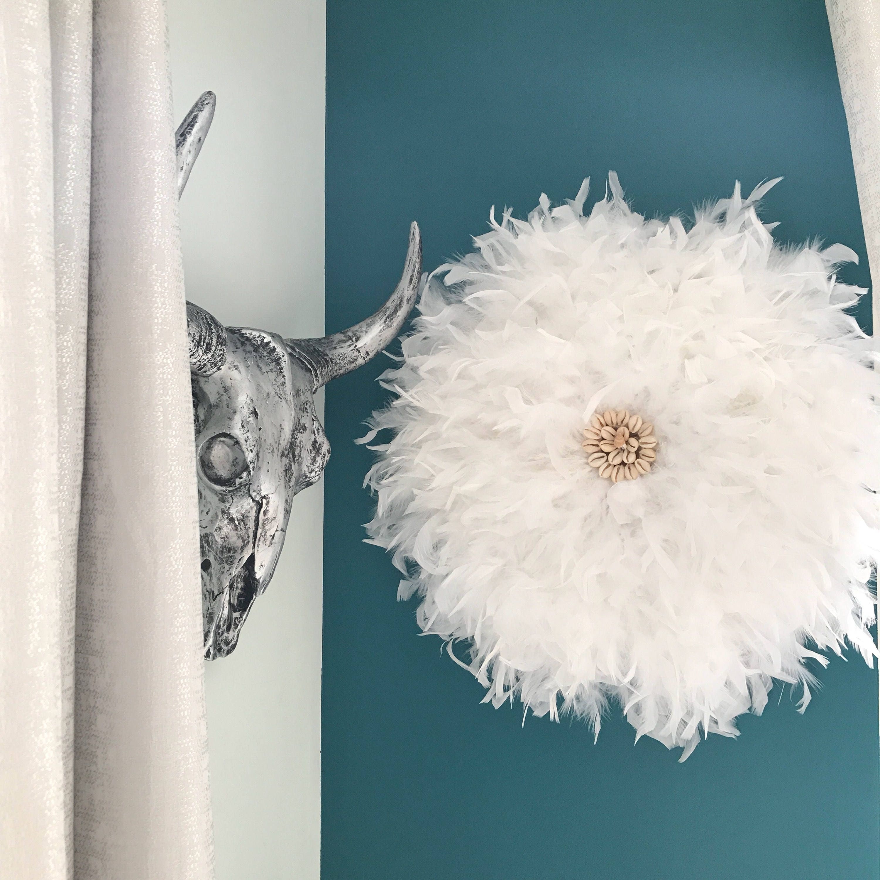 Jujuhat/Juju Hat Handmade en Plumes Naturelles 48 cm de Diamètre - Coloris Blanc Pur