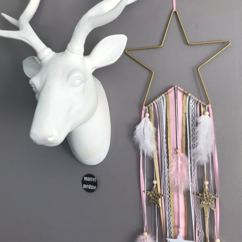 Starshaped Dream Catcher in Powdered Gold and White Pink Etsy