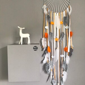 Catches dreamcatcher dreams weaving sun, orange, gray and white with stars and clouds image 4
