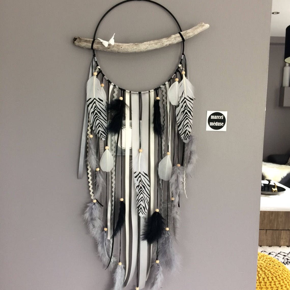 Dream Catcher Driftwood Zebras and Beige Grey and Black Etsy