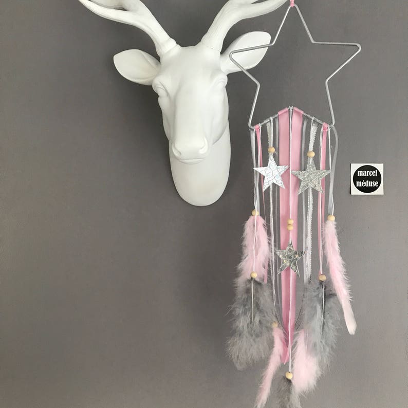 Starshaped dream catcher in shades of powder pink and grey Etsy