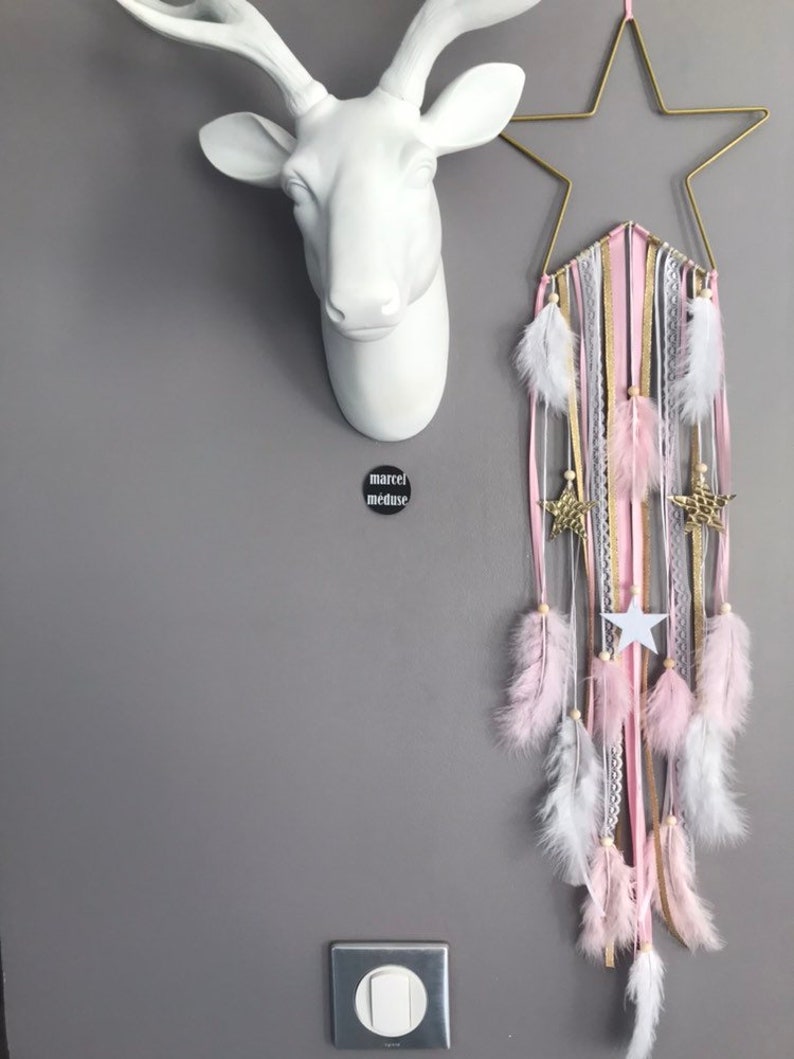 Starshaped Dream Catcher in Powdered Gold and White Pink Etsy