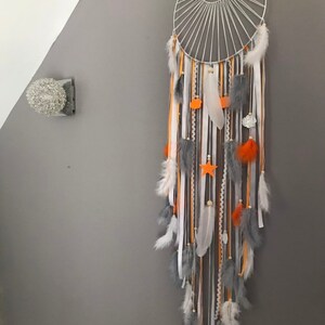 Catches dreamcatcher dreams weaving sun, orange, gray and white with stars and clouds image 6