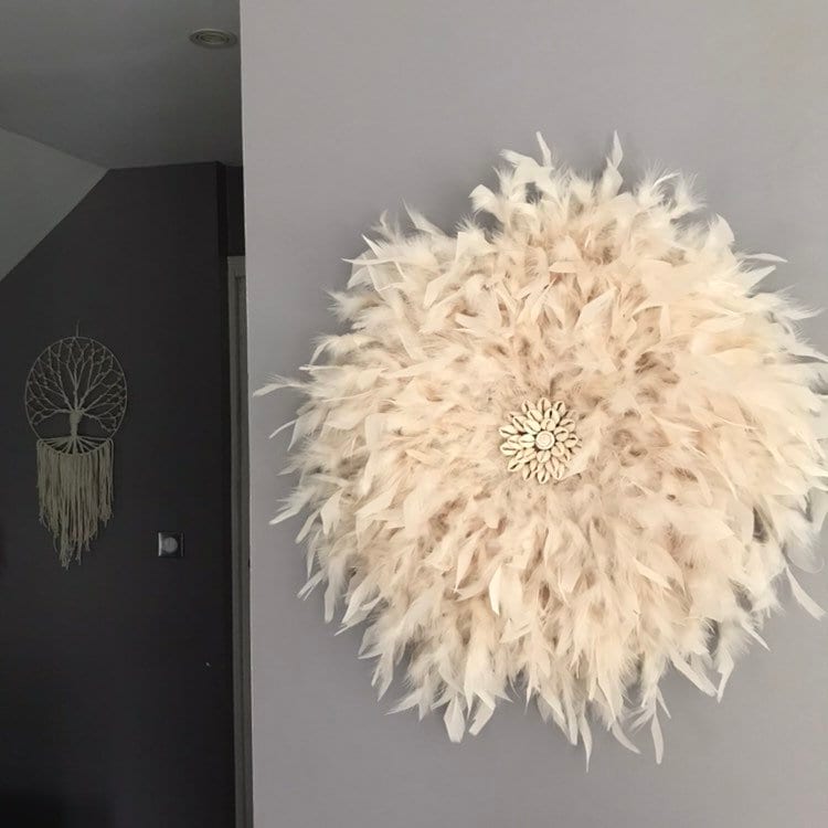 Jujuhat/Juju Hat L Handmade en Plumes Naturelles 45 50 cm de Diamètre - Coloris Champagne Beige Rosé