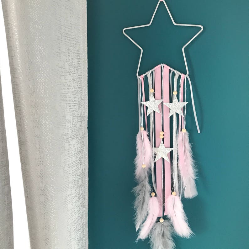 Starshaped dream catcher in shades of powder pink and grey Etsy