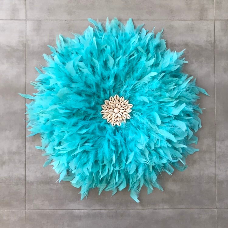Jujuhat/Juju Hat Xl Handmade en Plumes Naturelles 45 50 cm de Diamètre - Coloris Turquoise