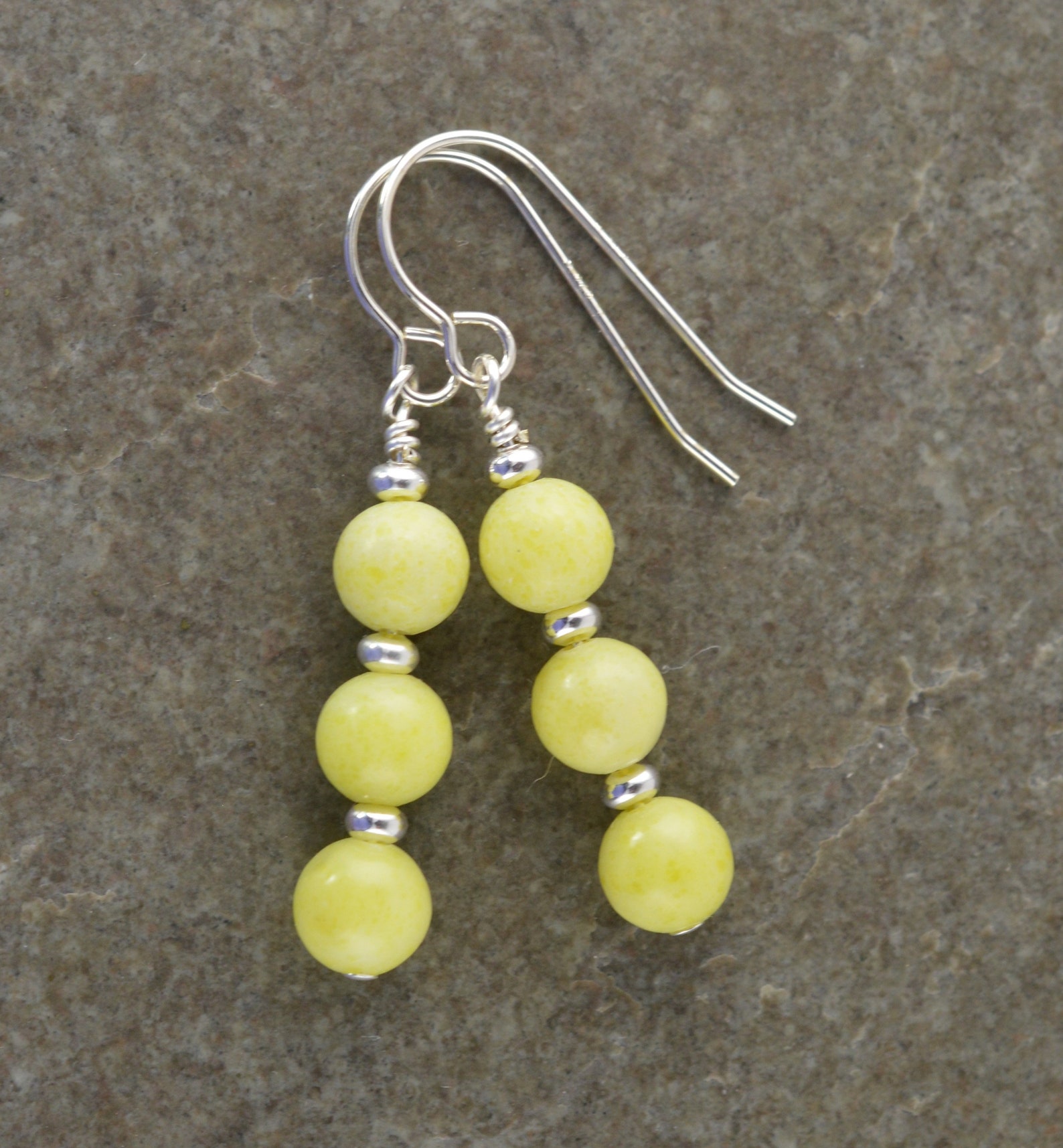 Lemon Jasper Natural Stone Gemstone & Sterling Silver Drop Etsy