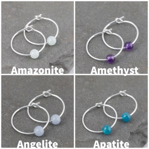 Minuscules boucles doreilles en argent sterling Hoop de 15 mm Choisissez votre propre pierre précieuse Avec coffret cadeau Petit style Boho image 2