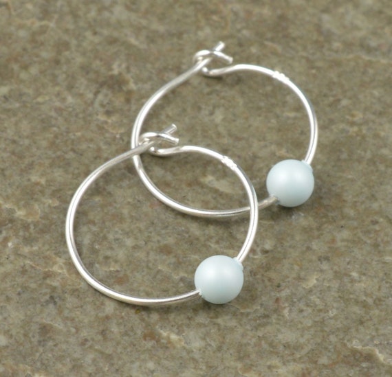 Blue Swarovski(R) Crystals and Imitation Pearl Earrings Lever Backs Heart Charm Blue Swarovski(R) Crystals and Imitation Pearl Earrings Lever Backs Heart Charm
