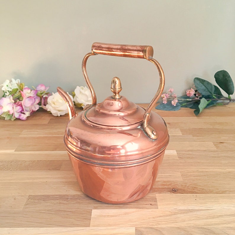 Bouilloire en cuivre vintage avec poignée en laiton | Etsy