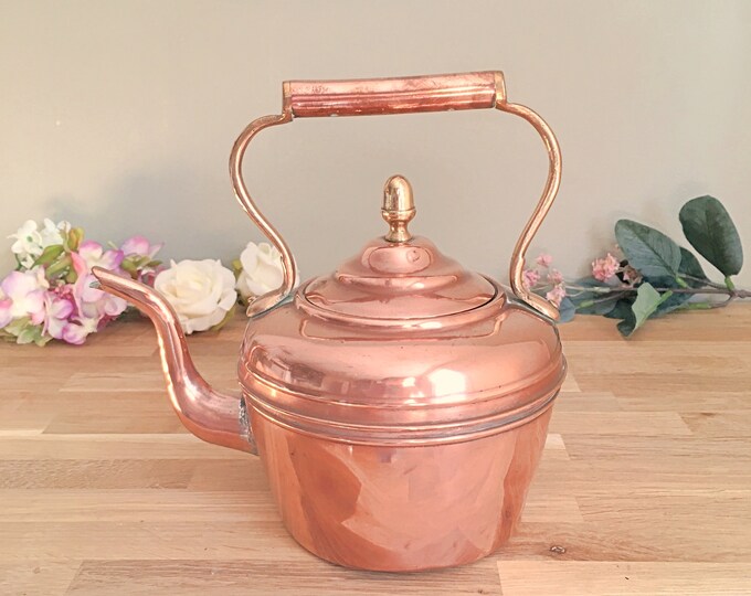 Vintage Copper Kettle With Brass Handle Antique Tea Kettle Etsy