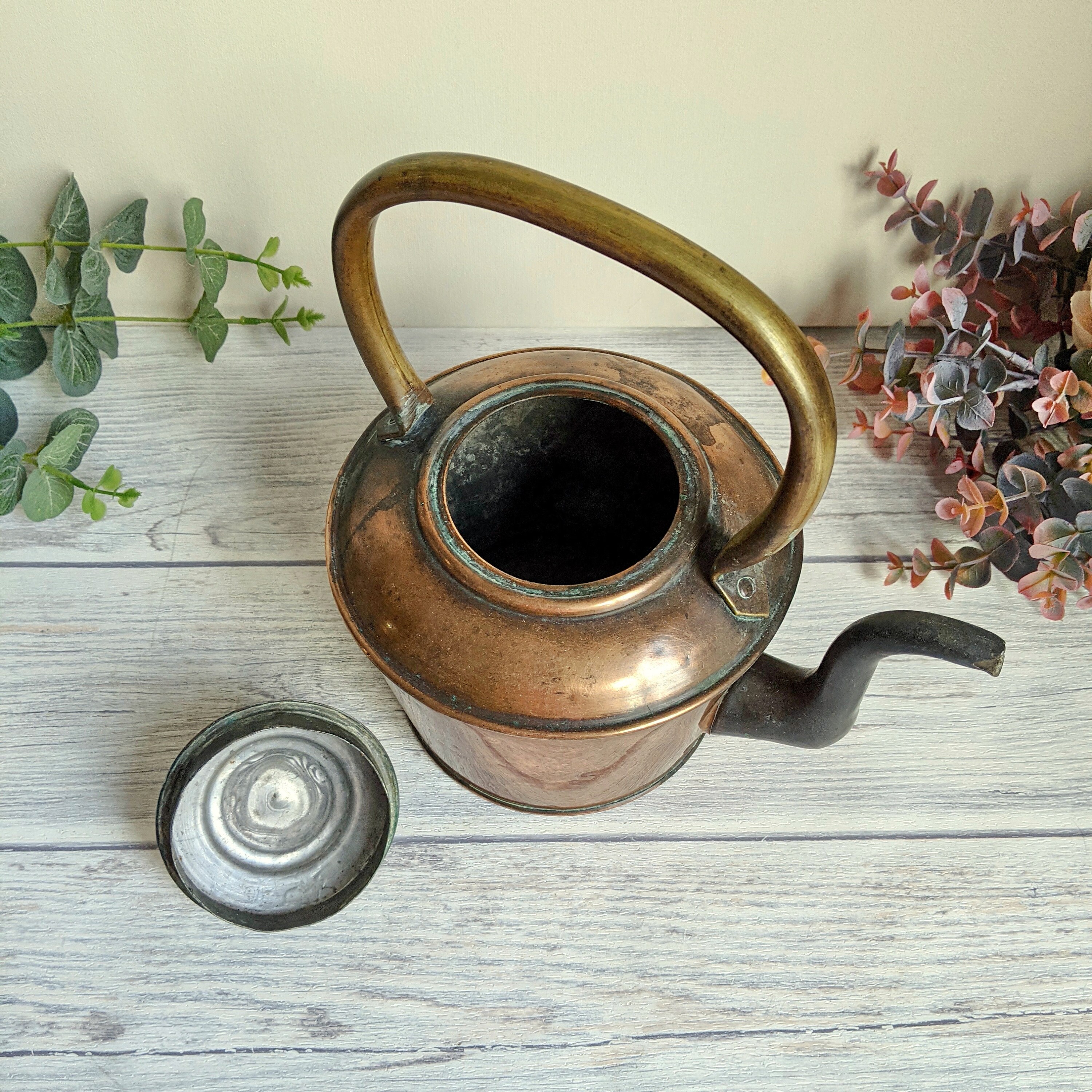 Antique decorative tarnished copper kettle Etsy