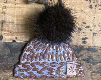 Beanie Hat Ornament, Winter Hat Ornament, Christmas ornament, Knit Hat, Pom Hat