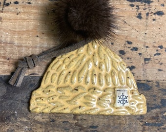 Beanie Hat Ornament, Winter Hat Ornament, Christmas ornament, Knit Hat, Pom Hat