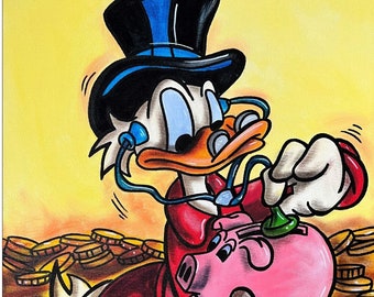 Original acrylic on canvas: Scrooge McDuck My Piggy Bank/ 40 x 60 cm