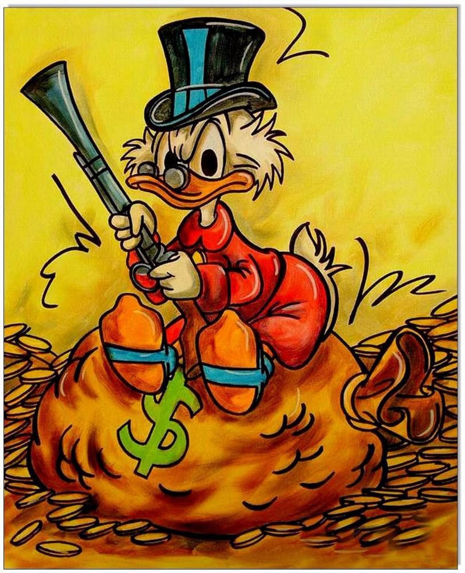 Original Acryl auf Leinwand: Dagobert Duck The Guardian of money/ 50x60