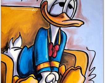 Original acrylic on canvas: Donald Duck melanchol/ 50 x 60 cm