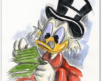 Original pen and watercolour : Dagobert Duck Cash only!/ 24 x 32 cm