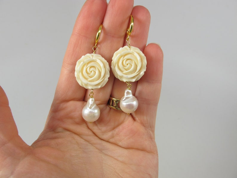 Chandelier Baroque pearl Silver Dangling Earrings Baroque Earrings Silver Plated Pearl Earrings Baroque Jewelry Bridal Earrings; BEST SELLER