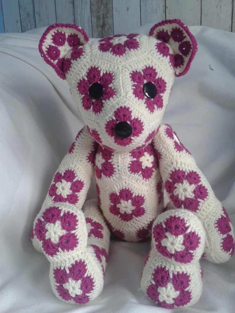 Handmade crochet toys Teddy Bear African Flower Amigurumi Etsy