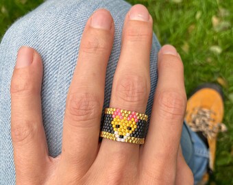 Fox Beaded Ring Gift for Outdoor and Animal Lovers