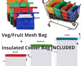 Set of 4 NEW Reusable Shopping Trolley Bags Eco-Friendly for Grocery