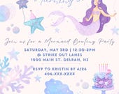 Mermaid Bowling Party Custom Invite | Digital Download