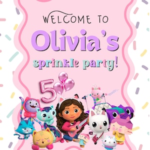 Custom Gabby’s Dollhouse Birthday Welcome Sign – 18x24&quot; Printable- Digital Download
