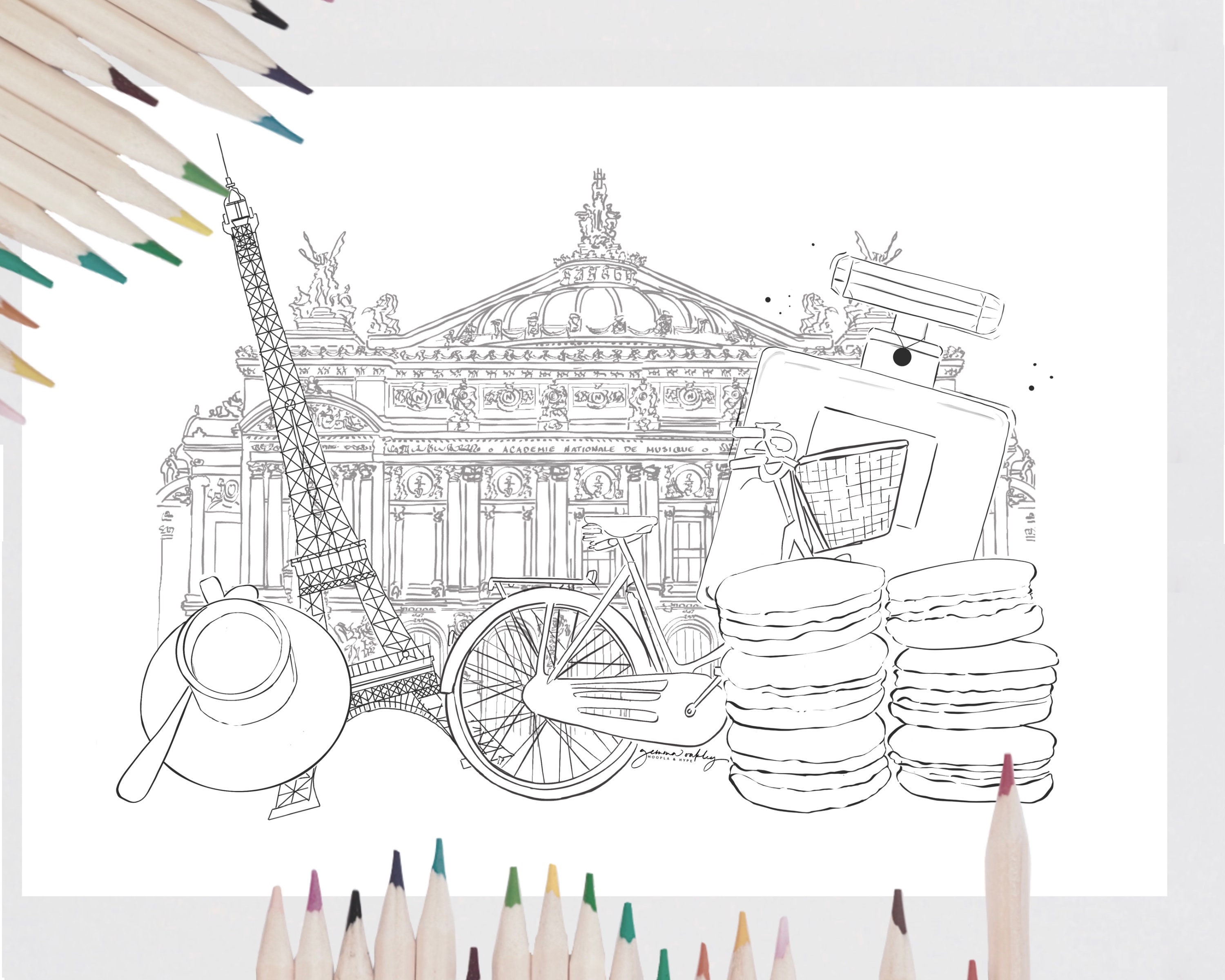 Paris Coloring Page Colouring Sheet Printable Adult | Etsy