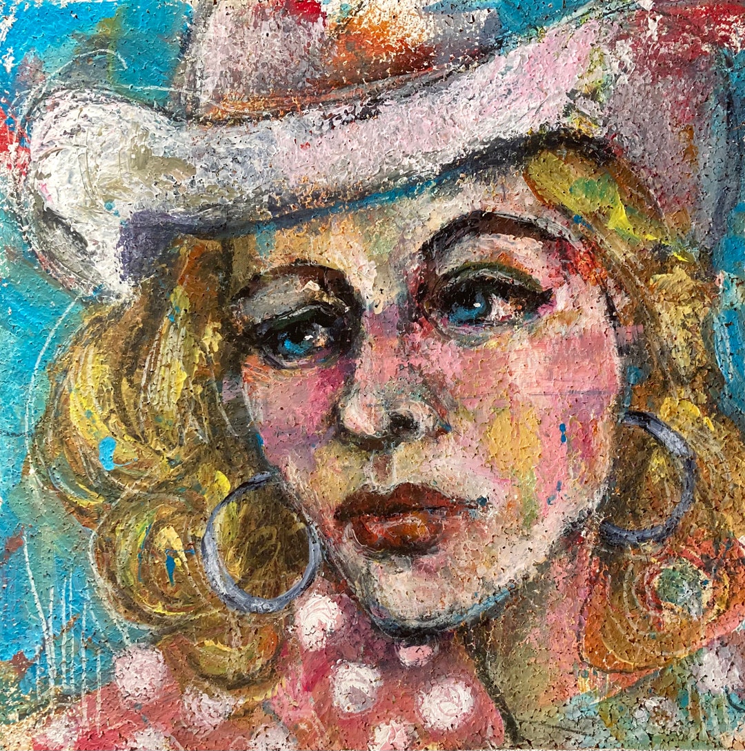 Original Folk Art Acrylic Painting on Recycled Cork Board Etsy