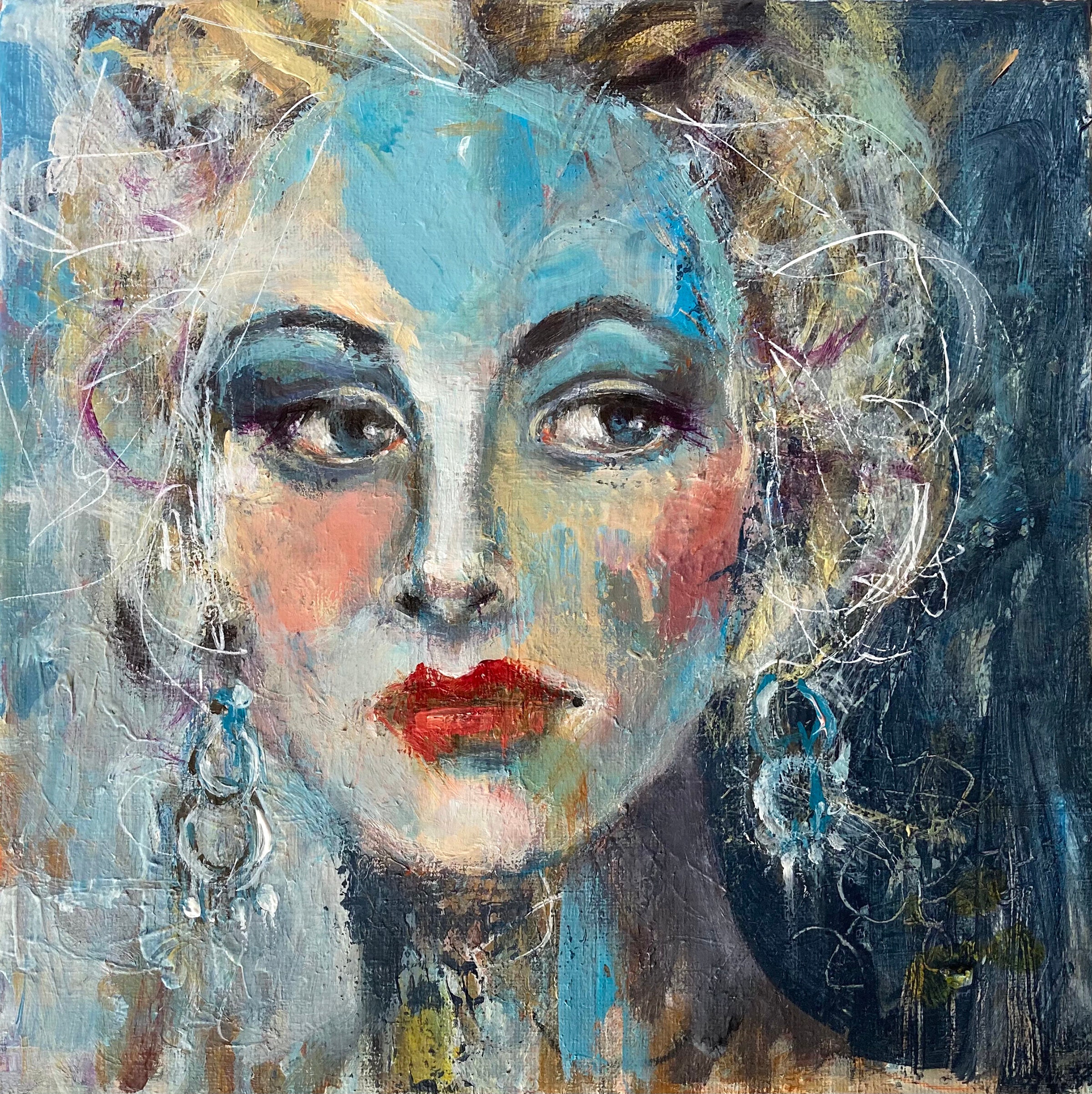 Original expressionist portrait painting on canvas The Look Etsy