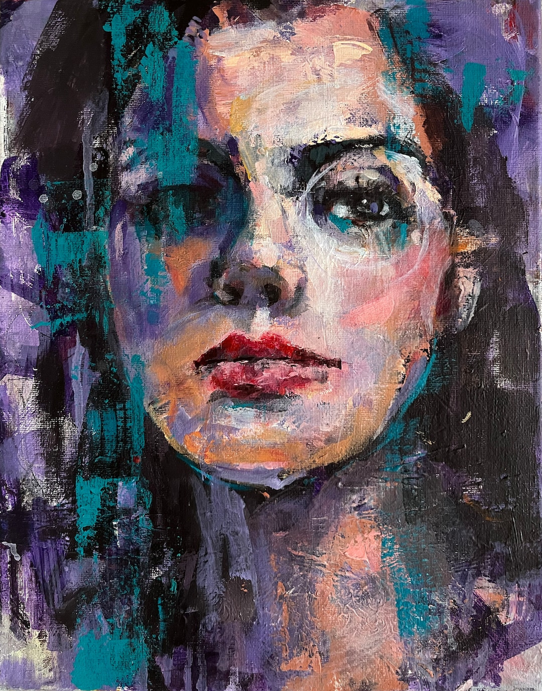 Original Colorful Expressionist Portrait Painting on Etsy