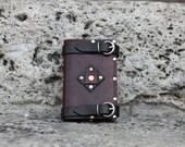 Handmade leather notebook cover with buckles - Dark gothic version