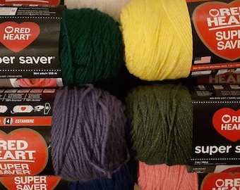 Red Heart Super Savers Yarn - Solids- 7oz - 364yds - Set D