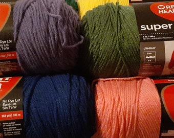 Red Heart Super Savers Yarn - Solids - 7oz - 364yds - Set C