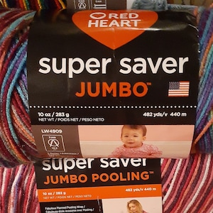 Red Heart Yarn - Jumbo Size! - Variegated and Solids - 10oz - 482 Yards - Set A