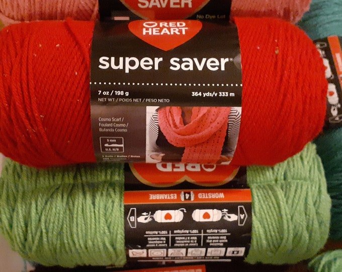 Red Heart Yarn in Shades of Green, Red Heart Super Saver in Green Tones
