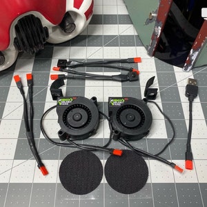 Kit de ventilador com rolamento de esferas modular duplo de 5500 rpm e 2 interruptores para montagem em capacete, fantasia, mascote, cosplay.