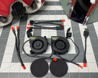 Kit de ventilador modular doble con rodamiento de bolas de 5500 rpm y 2 interruptores para montaje en un casco, disfraz, mascota o cosplay.