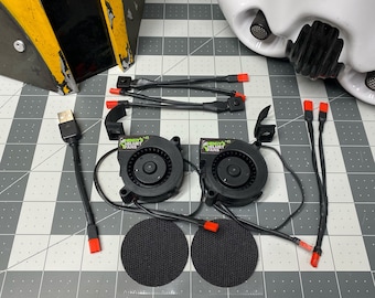 軍隊やコスプレ用のヘルメットやマスクに取り付けるための 2 つのスイッチを備えたデュアル モジュラー ボール ベアリング 4500rpm ファン キット。